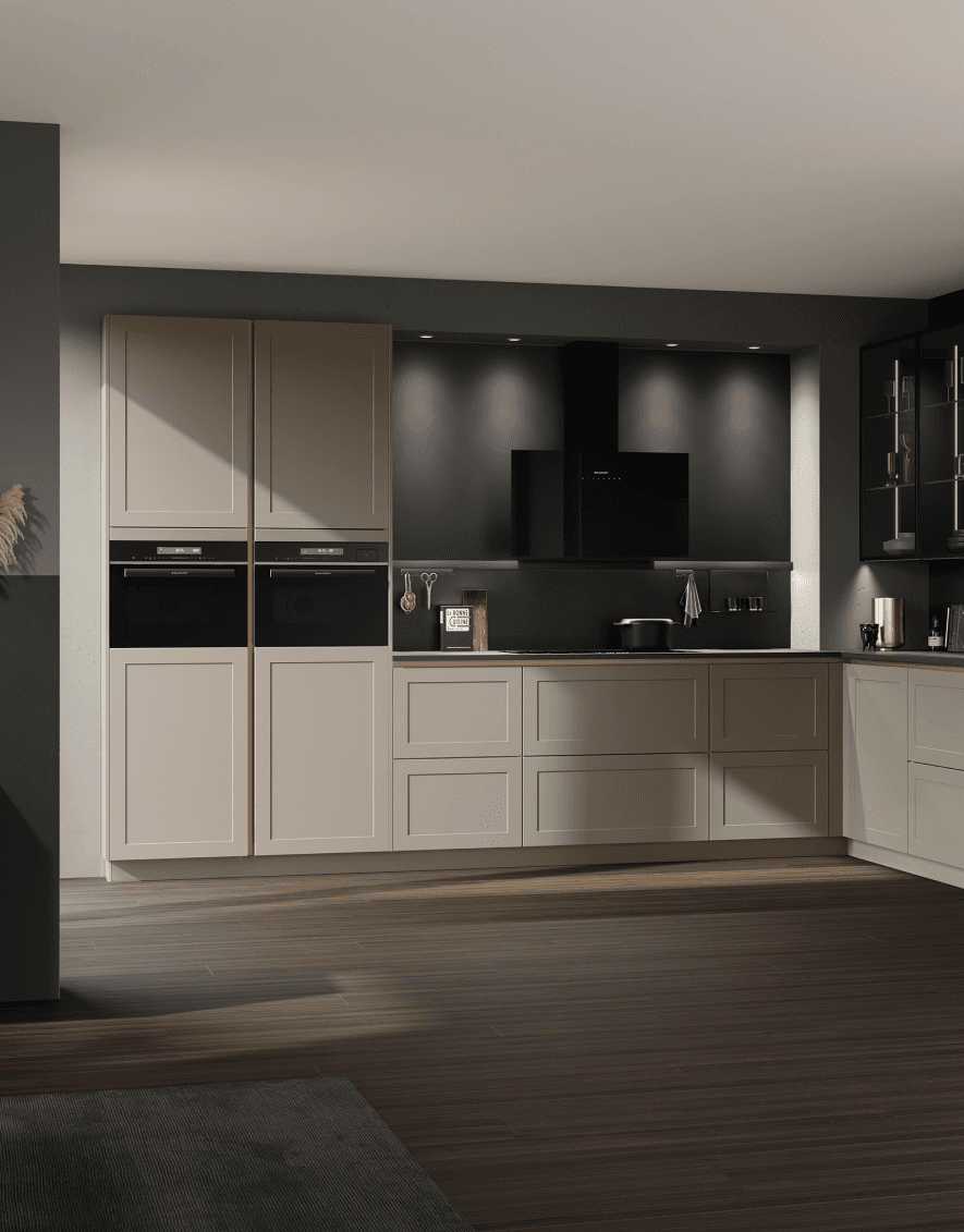 Kitchen lifestyle scene with warm timber finishes