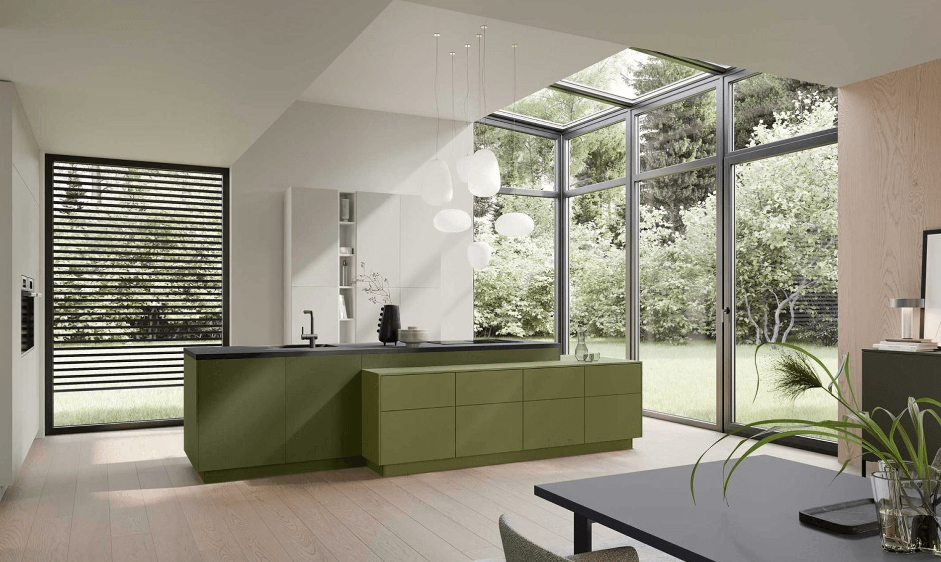 Completed kitchen with installation team final checks