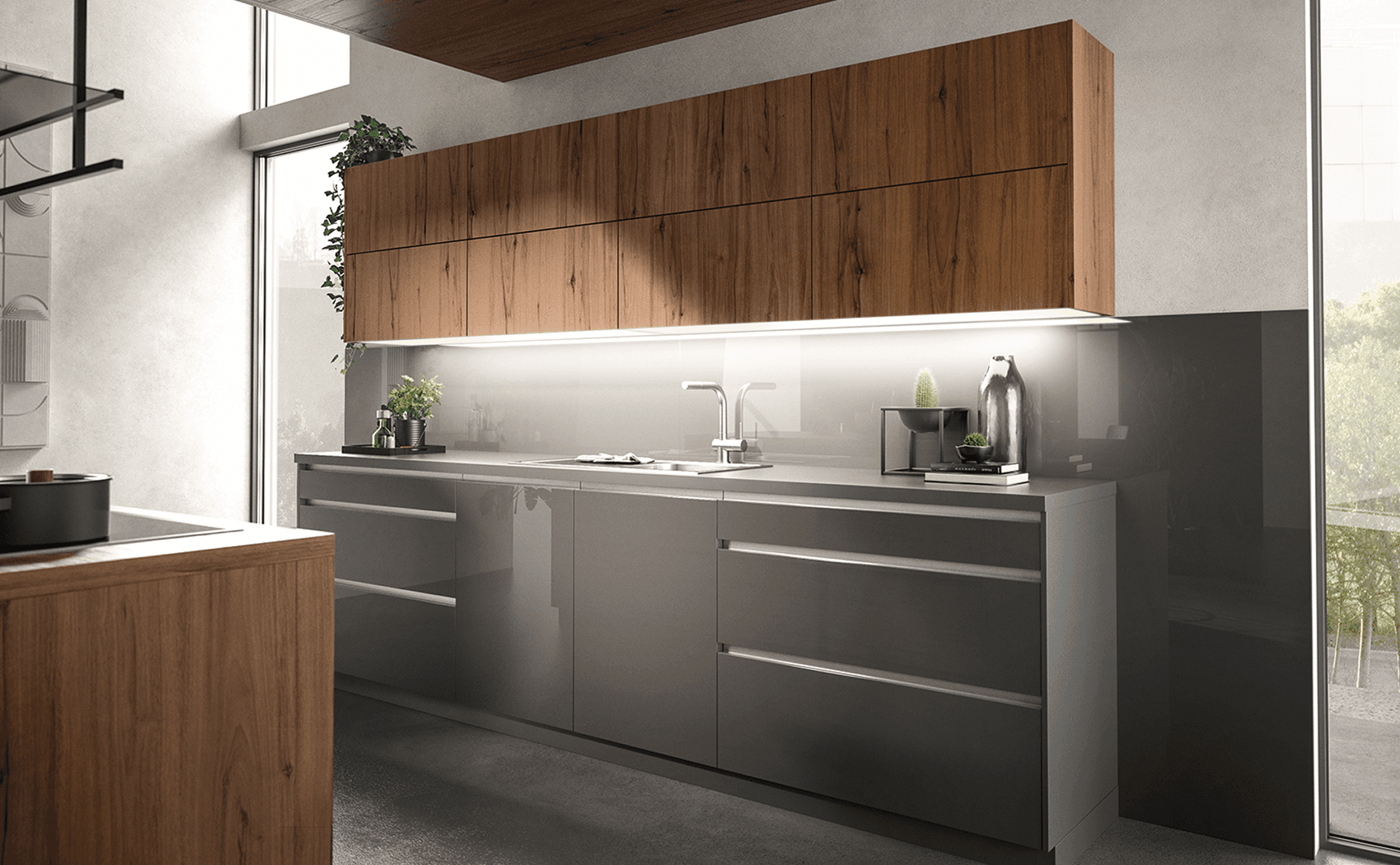 Completed kitchen with installation team final checks
