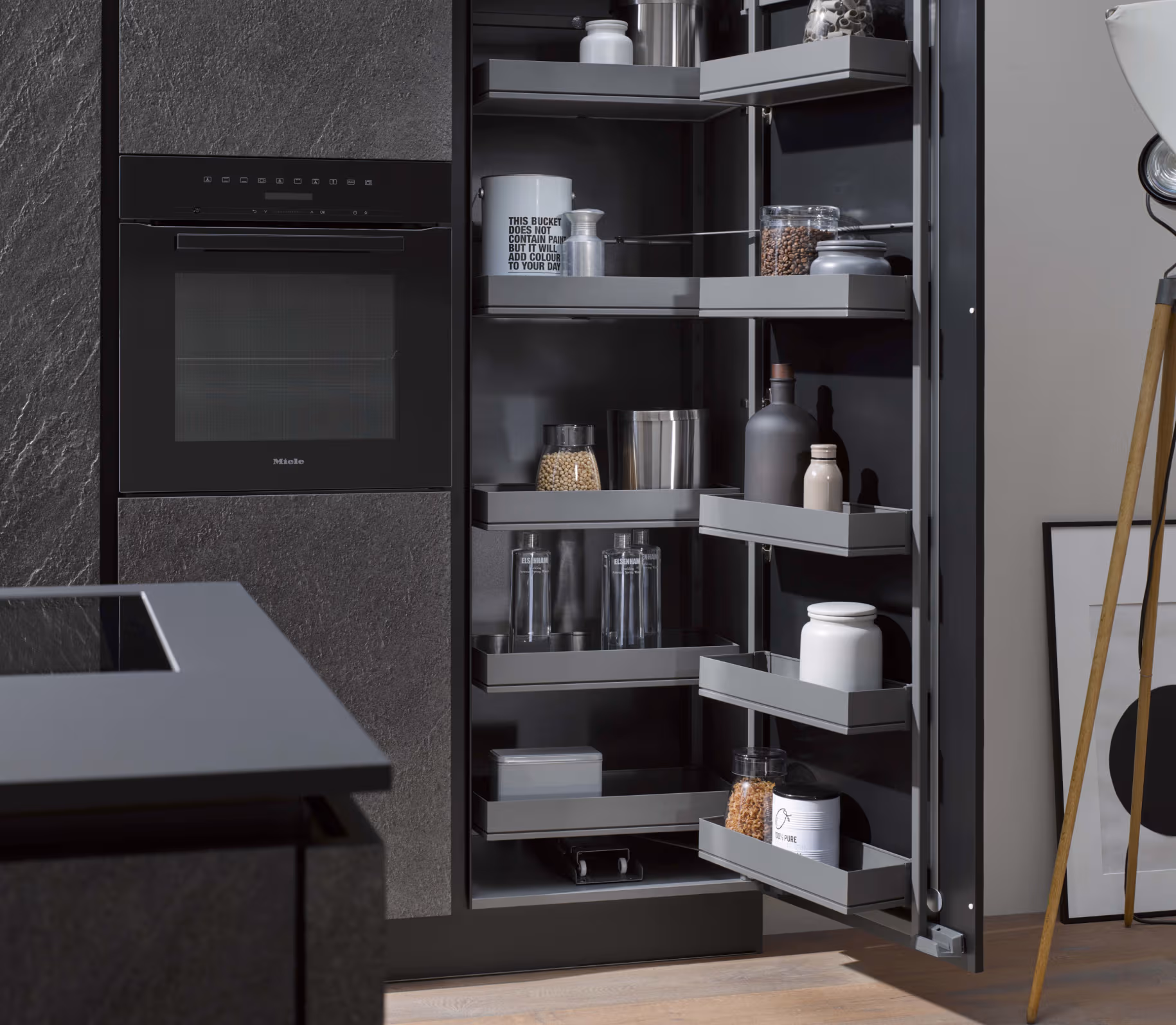 Detail view of a sustainable kitchen island